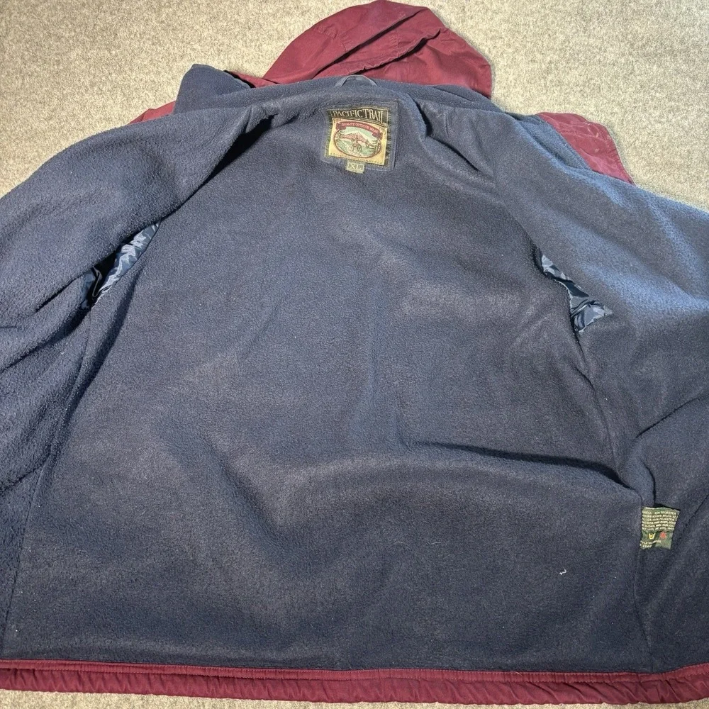 Vintage Pacific Trail Jacket Mens Xl Burgundy Navy Colorblock‎ Fleece Line 90's